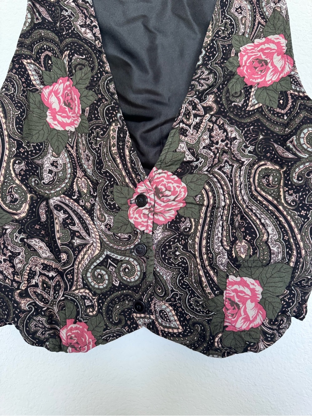 Vintage 90s Lee Winter Paisley Floral Vest - Picture 4 of 9